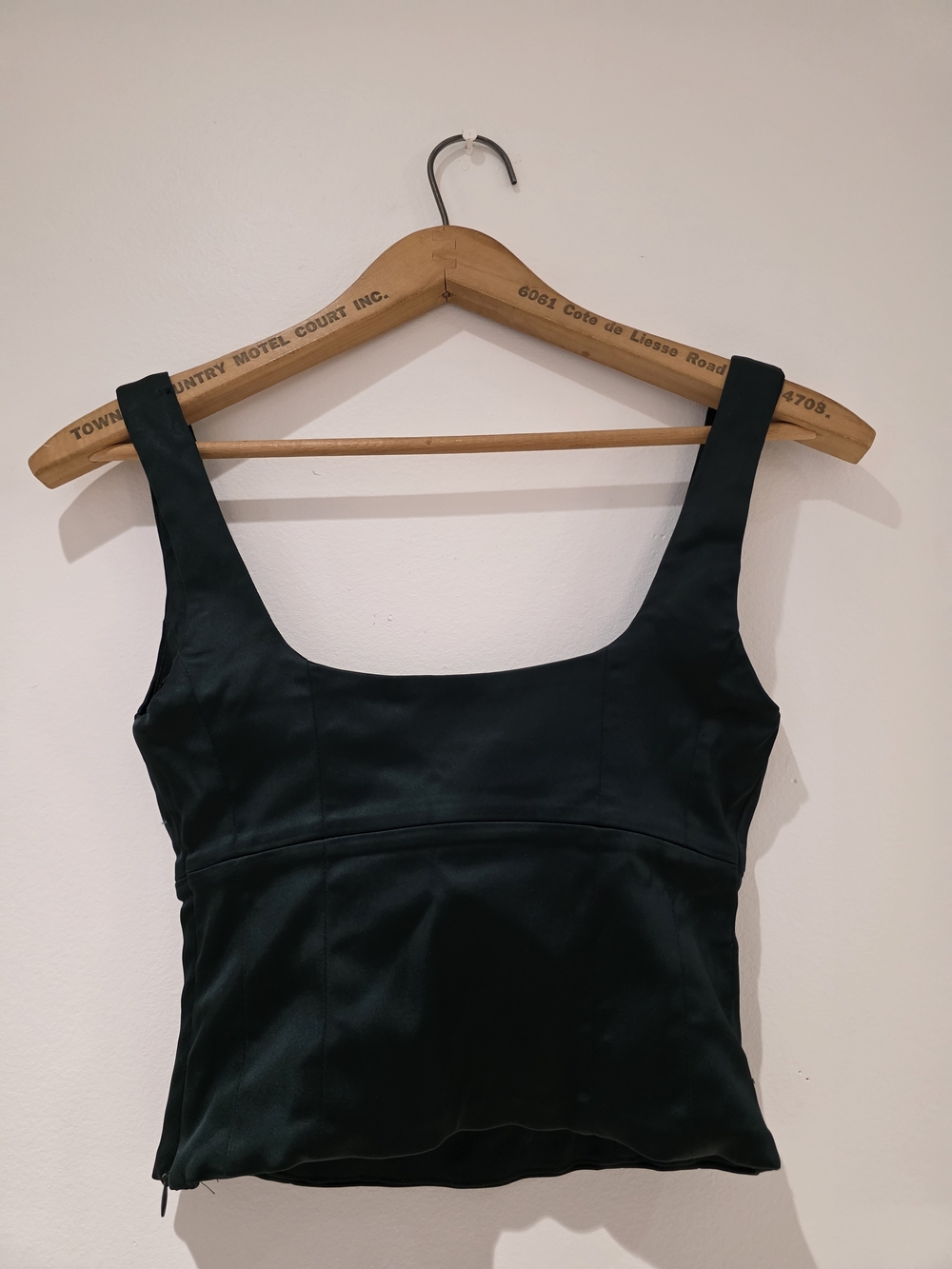 Wilfred Dark Green Satin Square-Neck Camisole - Picture 2 of 3
